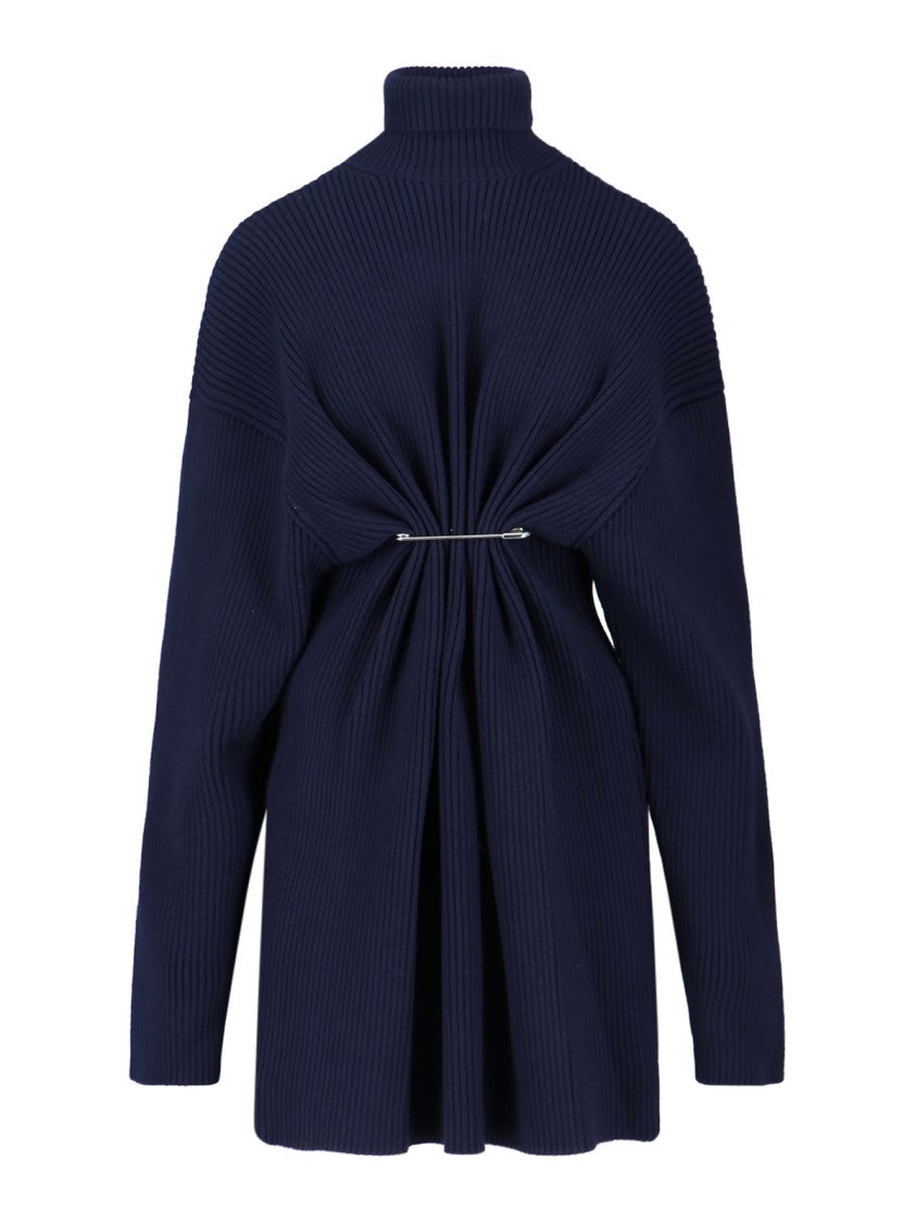 Balenciaga Ribbed Knit Midi Dress – Blue