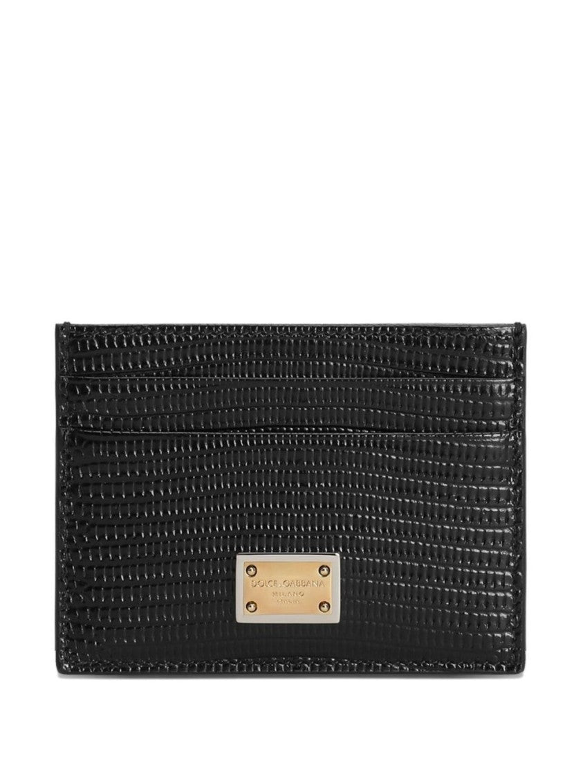 Dolce & Gabbana Black Leather Clutch With Embossed Iguana Print