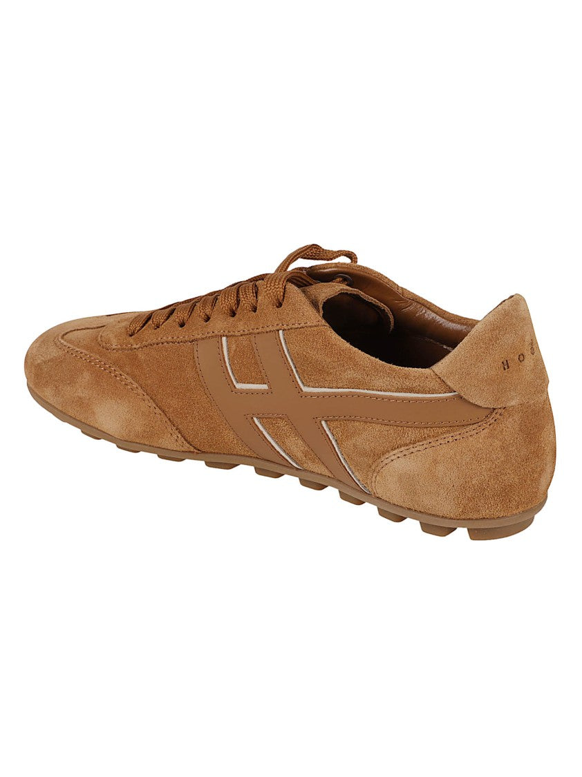 Hogan Brown H693 Calf Leather Low-Profile Sneakers