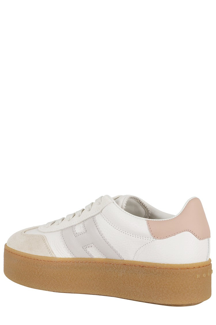 Hogan Brown Lace-Up H Side-Logo Leather Sneakers