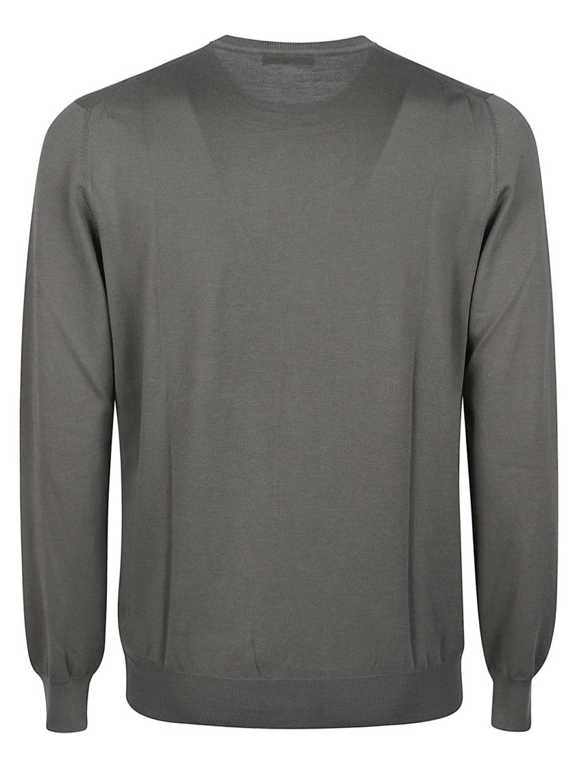 Fay Grey Round Neck Cotton Sweater