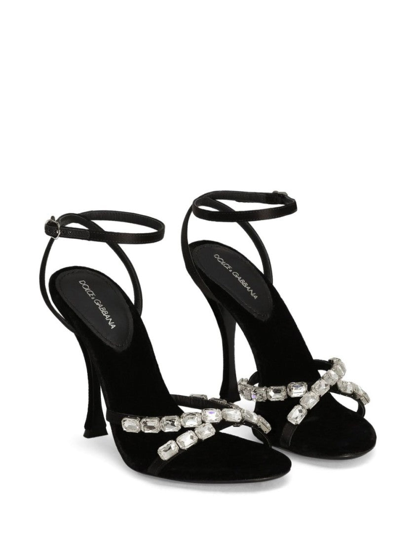 Dolce & Gabbana Black Sandals With Delicate Ankle Strap