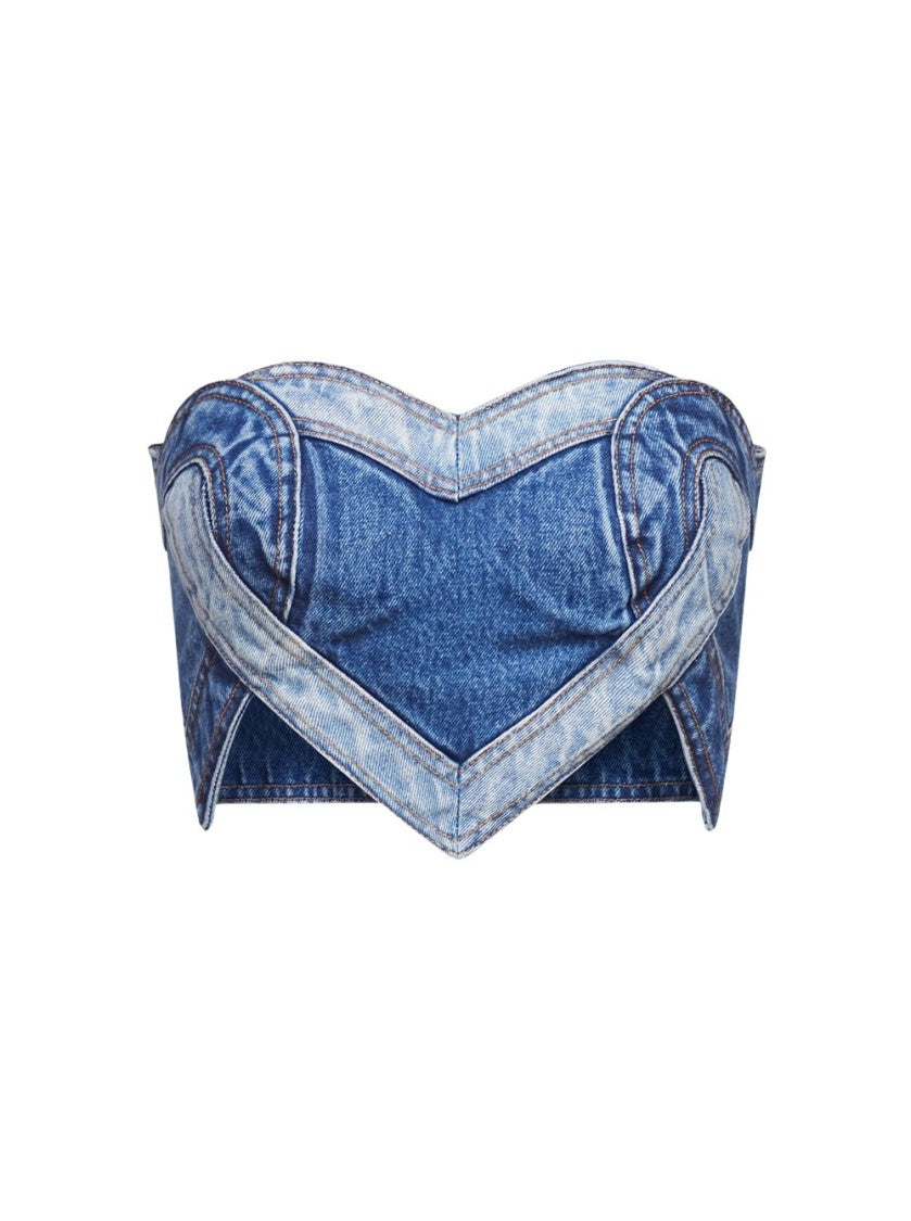 Area Patchwork Heart Bandeau Medium Wash