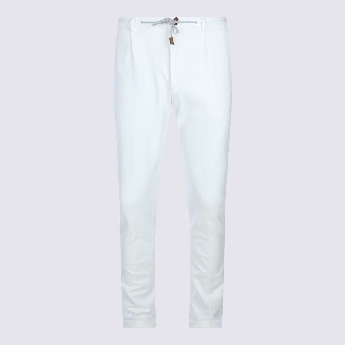 Eleventy Straight-Leg Pants Elastic Waistband Zip Closure - White