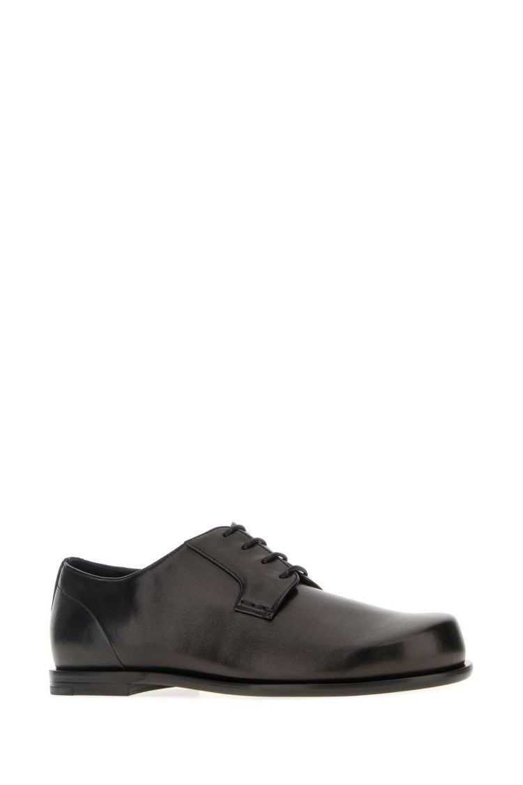 Fendi Black Leather Squared Ff Lace-Up Shoes