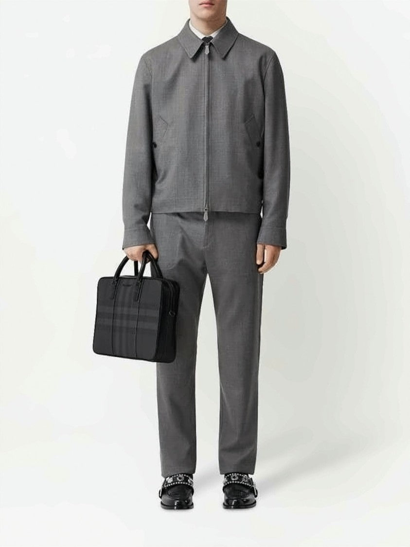 Burberry Structured Briefcase With Subtle Check Pattern