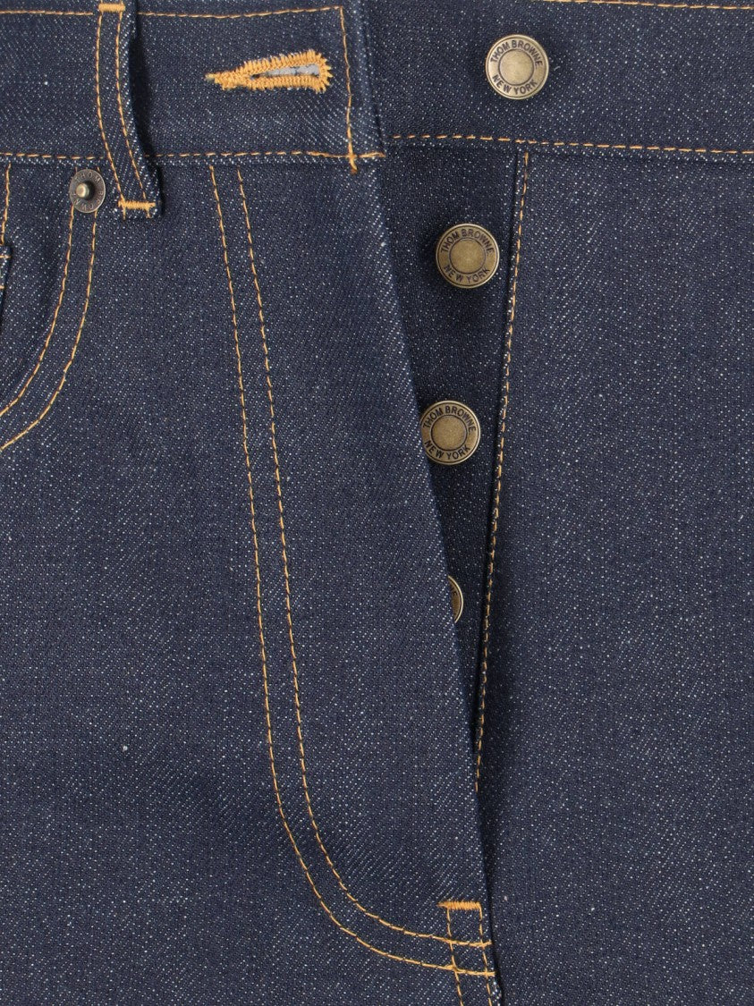 Thom Browne Blue Mid-Rise Straight-Leg Denim Jeans