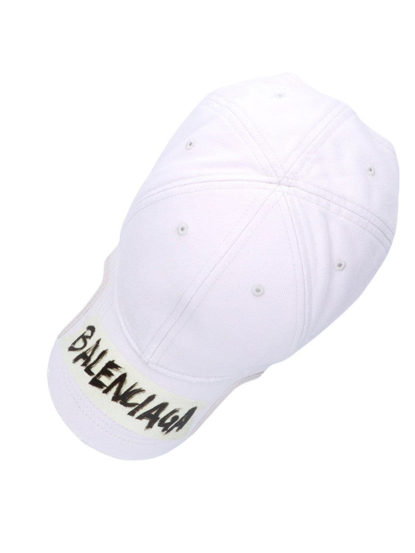 Balenciaga White Masking Tape Cut-Out Visor Hat