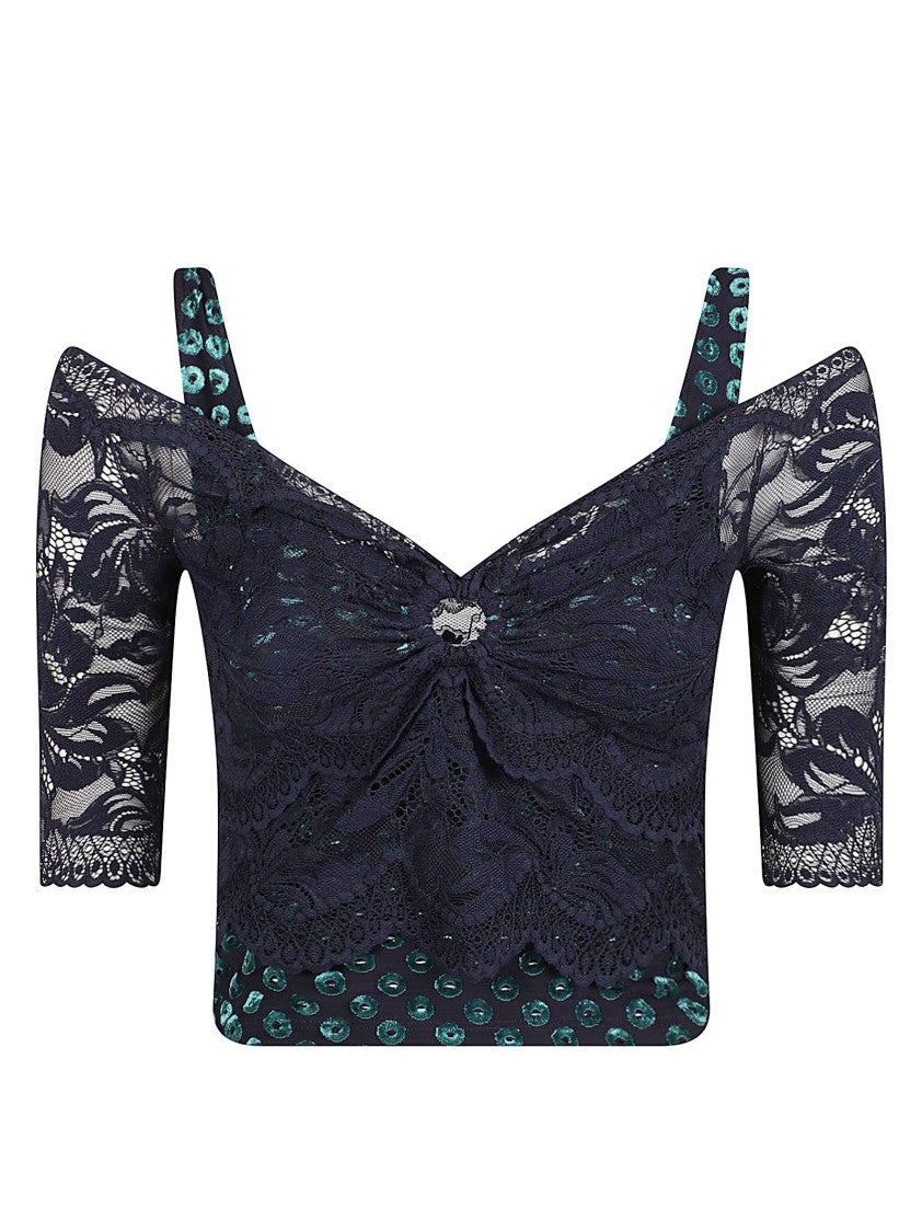 Rabanne Refined Off-The-Shoulder Lace Top With Gathered Detail