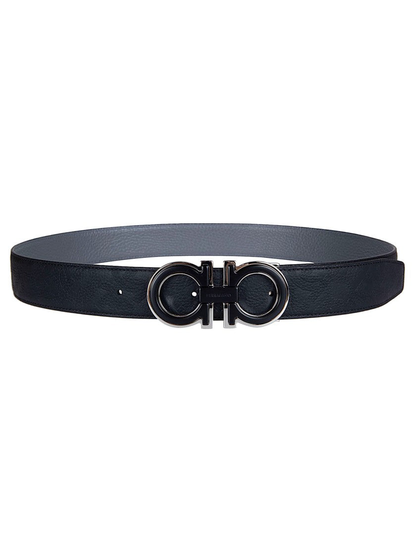 Ferragamo Dual-Sided Calfskin Leather Belt With Gancini Buckle