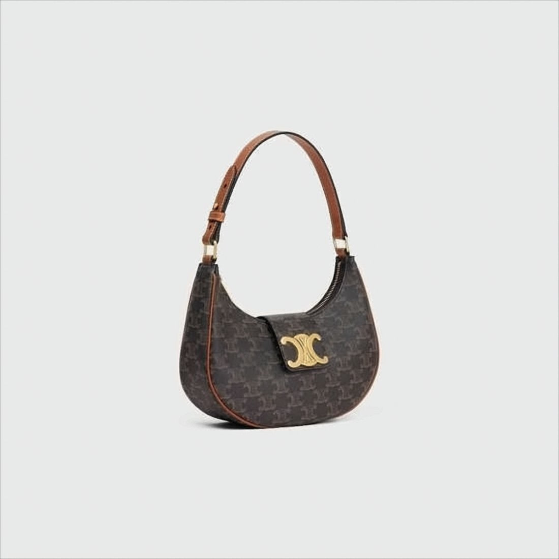 Celine Crescent-Shaped Shoulder Bag With Monogram Pattern