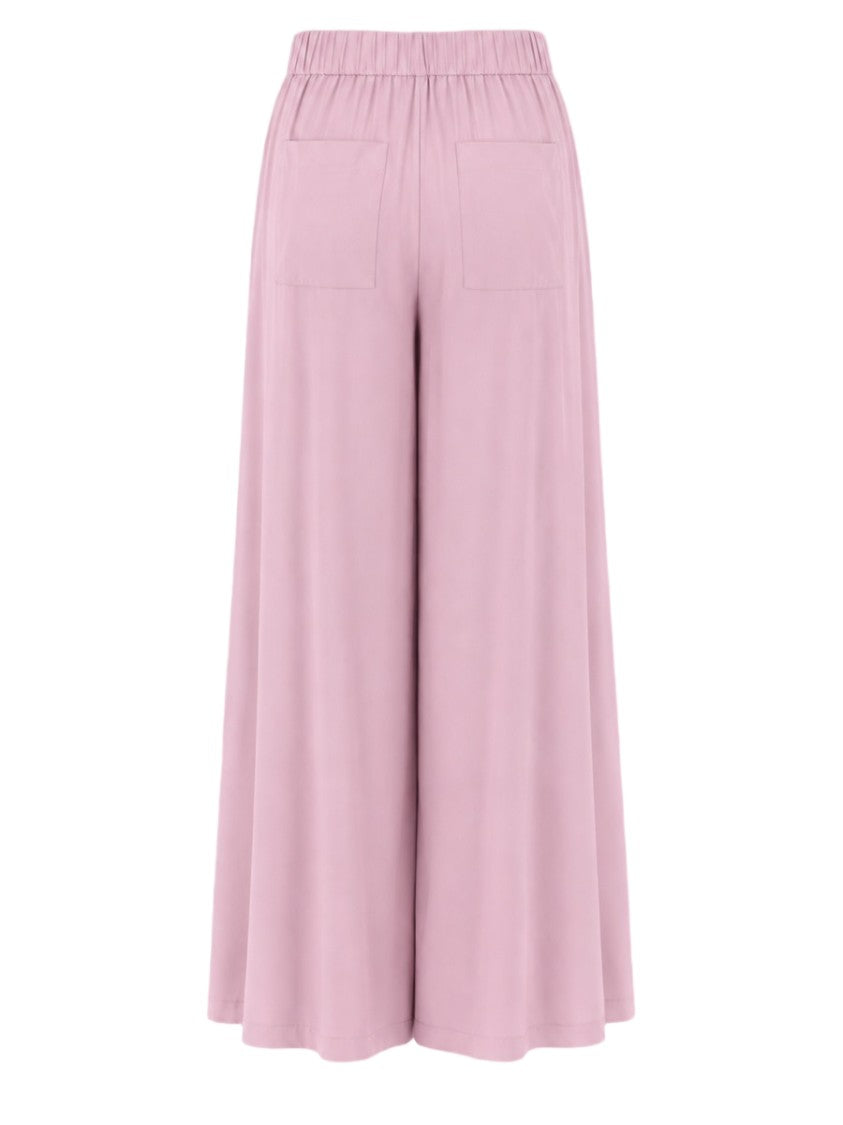 Nude Ankle-Length Relaxed Fit Elastic Waist Viscose Wide-Leg Pants