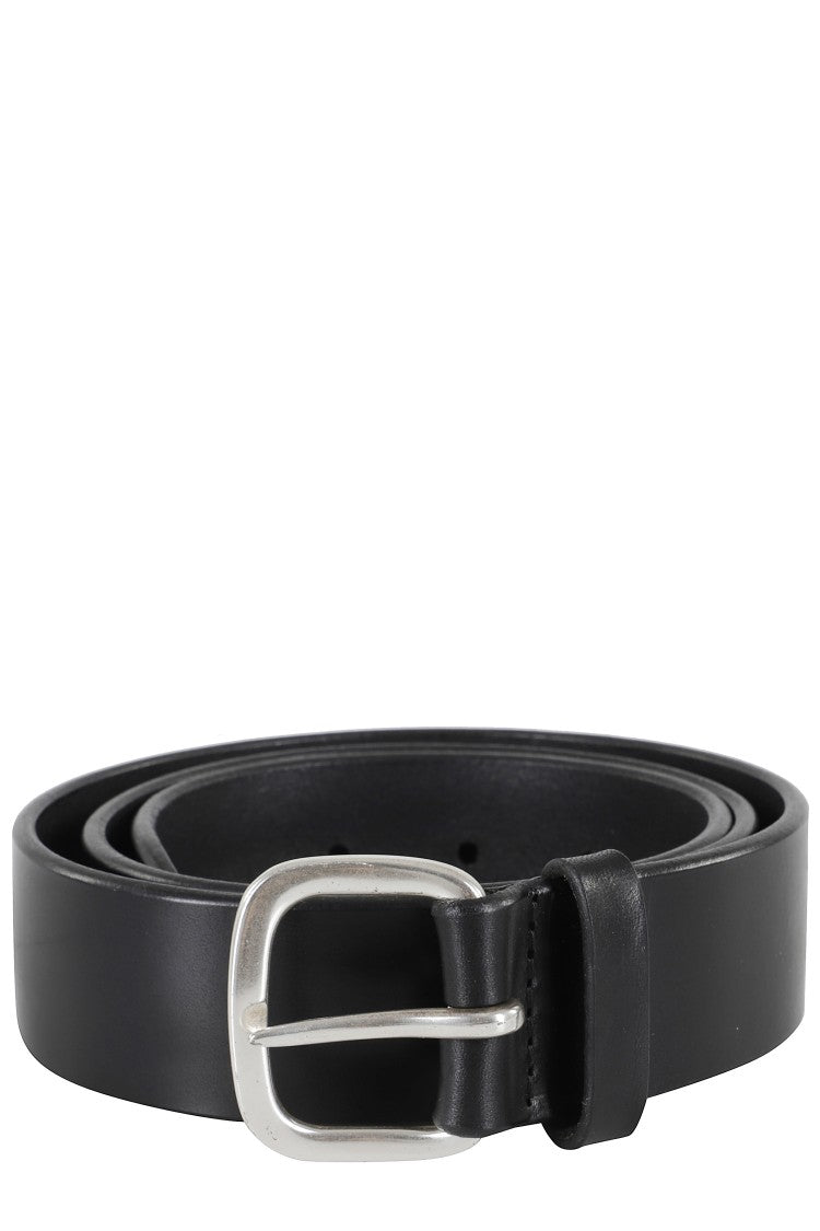 Orciani Minimalist Black Bull Soft Leather Belt