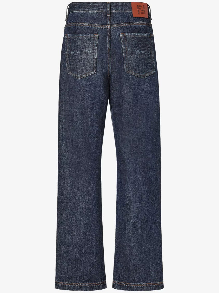 Fendi Regular Ff Padded Dark Indigo Jeans