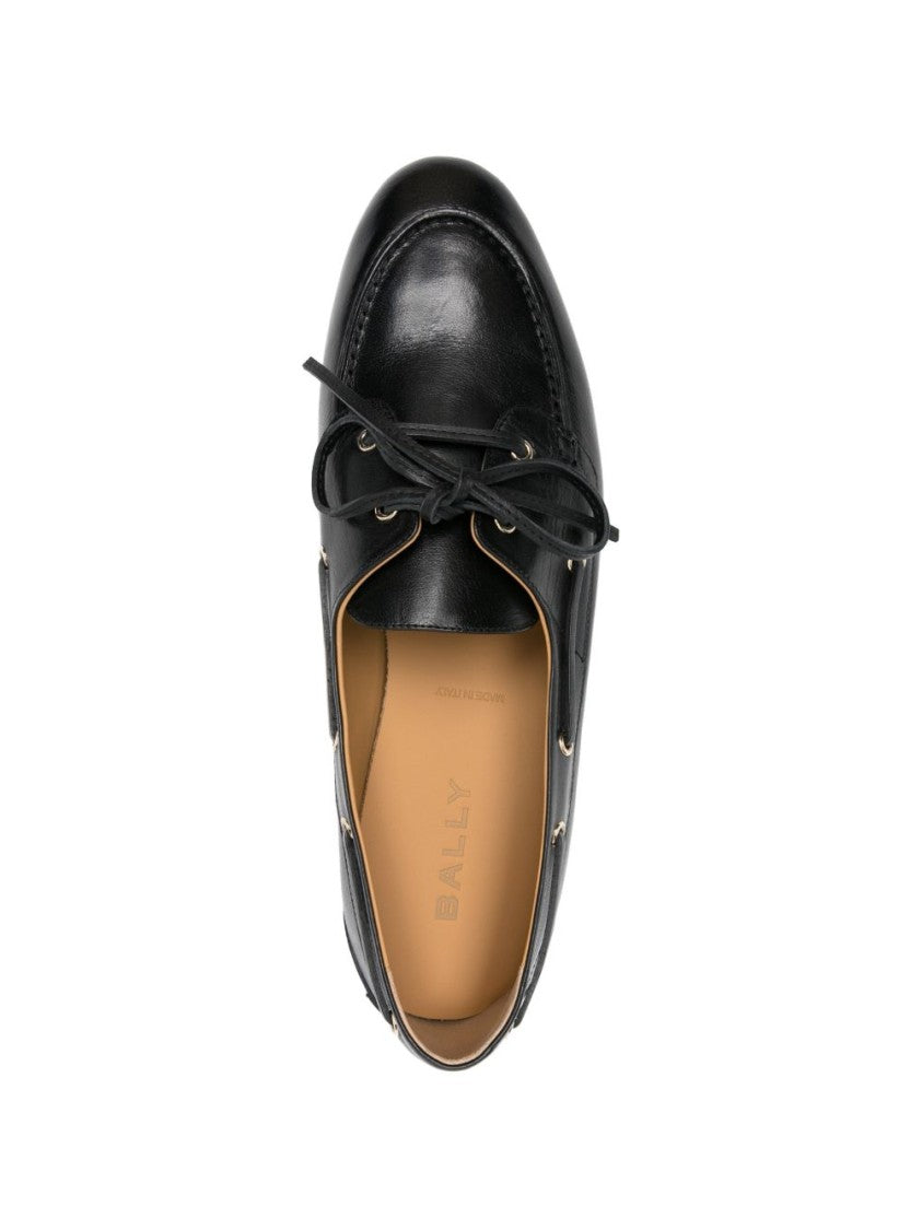Bally Brown Plume Buffalo Leather Lace Moccasin