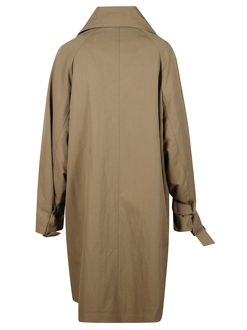 Iro Mid-Length Coat With High Collar And Concealed Zip Closure