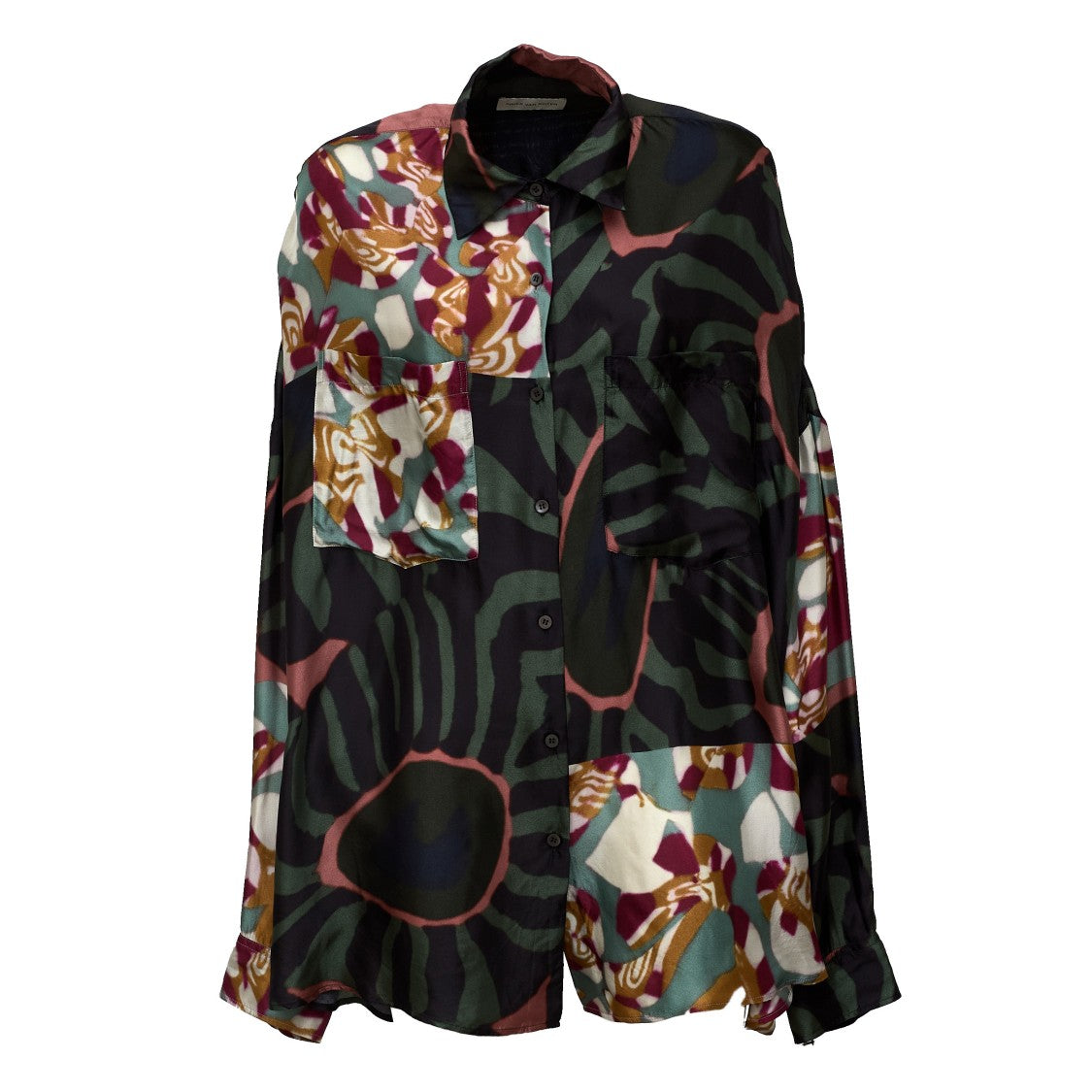 Dries Van Noten Casia Bis Marbled Clay Print Oversized Viscose Shirt