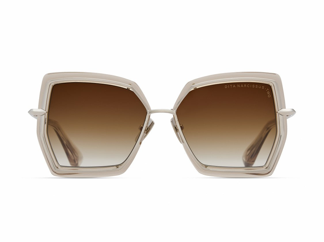 Dita Beige Narcissus-Two Translucent Geometric Sunglasses