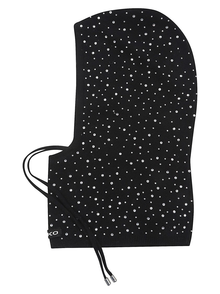 Pinko Ribbed Knit Black Balaclava