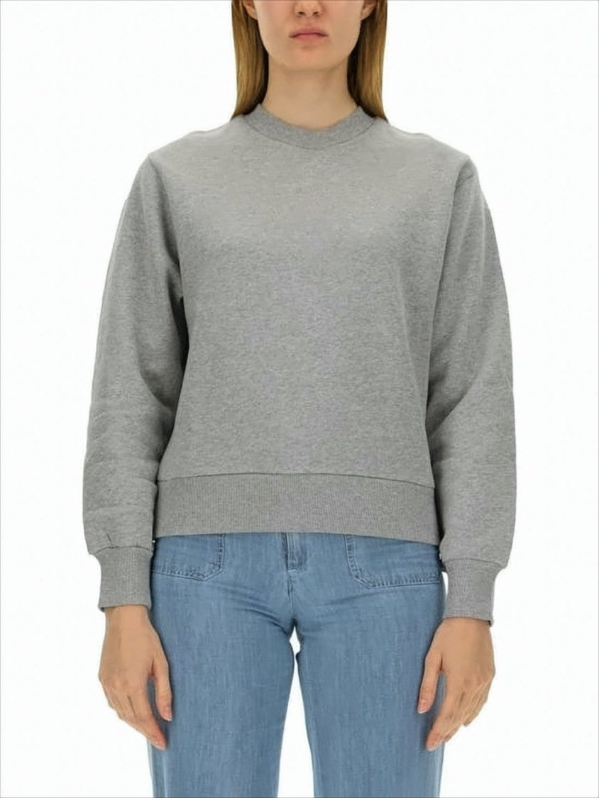 A.P.C. Grey Long-Sleeve Top With Crew Neckline