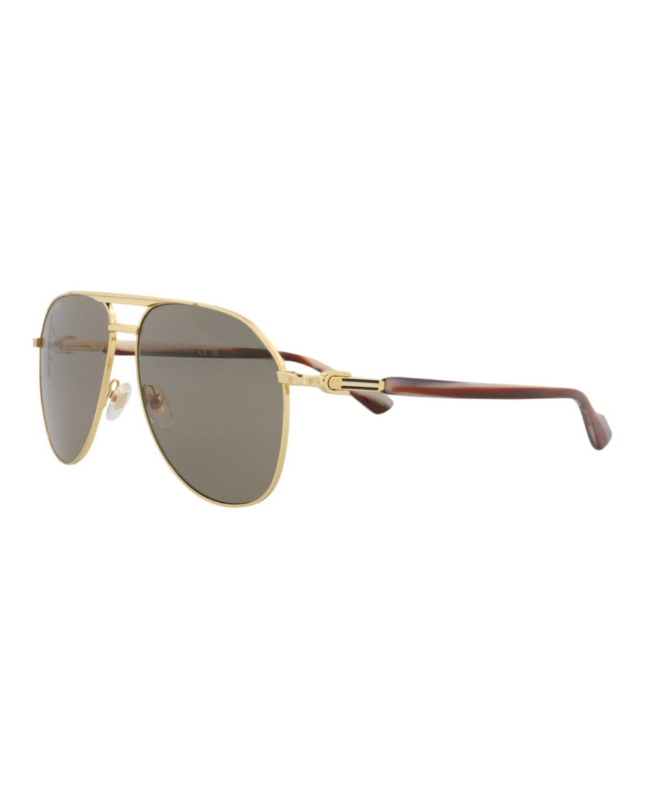 Gucci Aviator-Frame Metal Sunglasses With Gold Finish