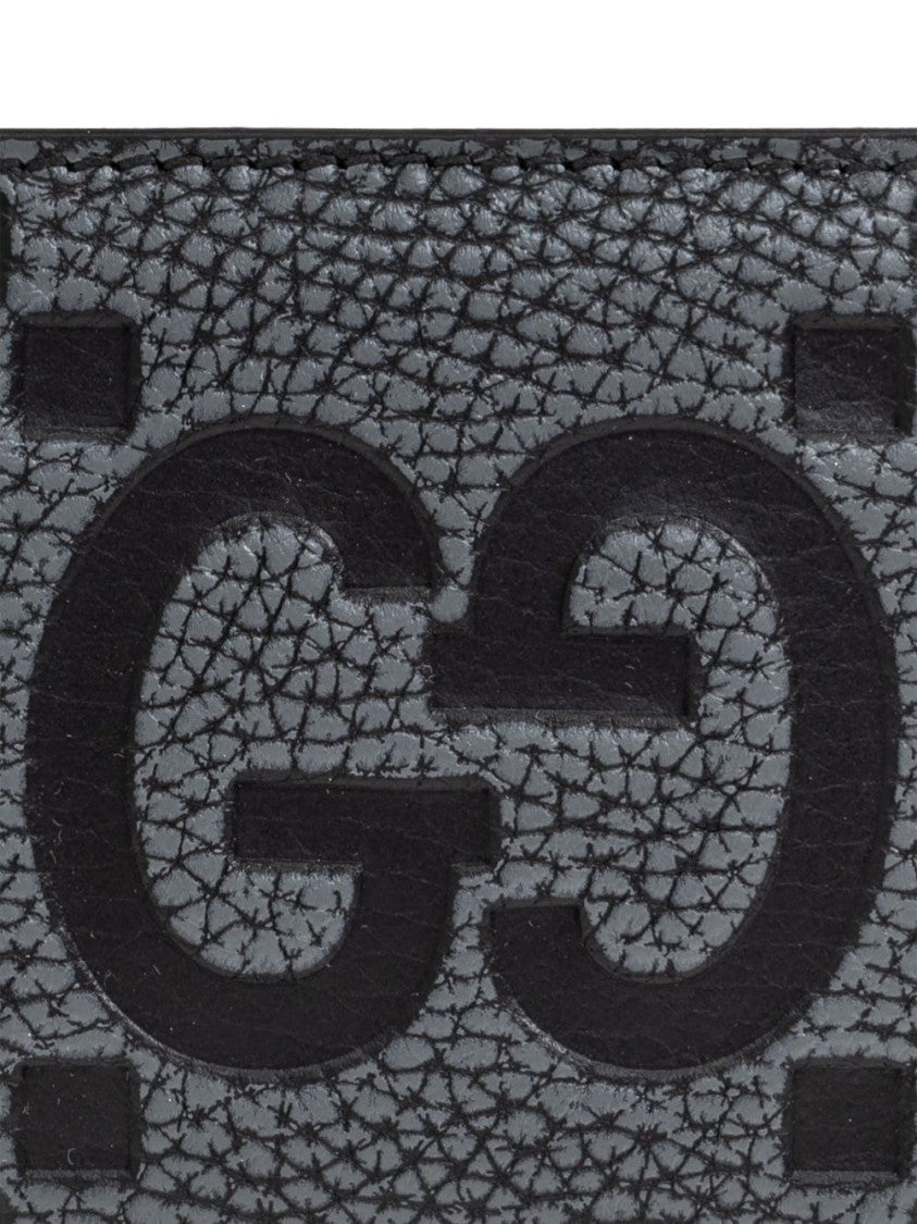 Gucci Two-Tone Grey Gg Cardholder With Stitched Edge