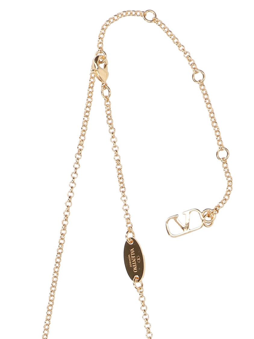 Valentino Garavani Gold-Tone Chain Necklace With Stylized 'V' Pendant