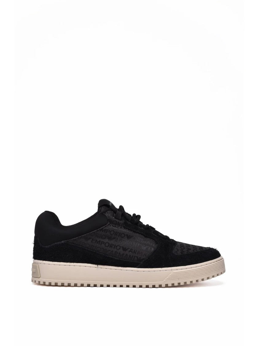 Emporio Armani Black Low-Top Leather Sneakers