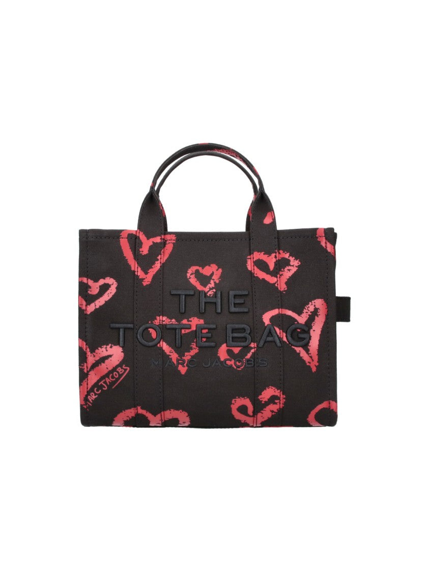 Marc Jacobs Rectangular Hand-Drawn Heart Pattern Canvas Tote Bag
