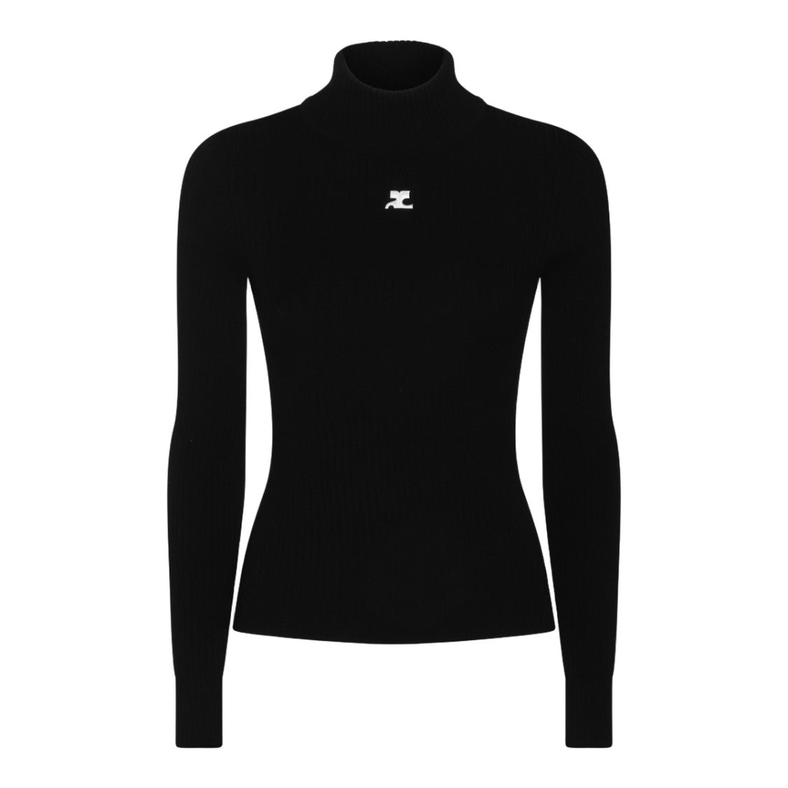 Courrèges Fitted Black Sweater With High Neckline