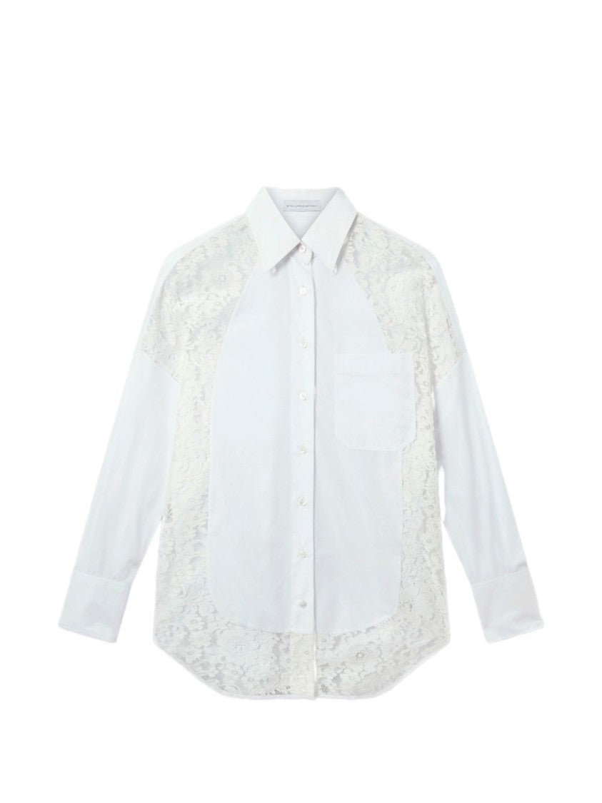 Stella Mccartney White Button-Down Cotton Lace Insets Shirt