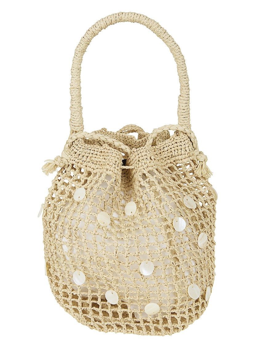 Alanui Handmade Raffia Tote Bag With Mother-Of-Pearl Details