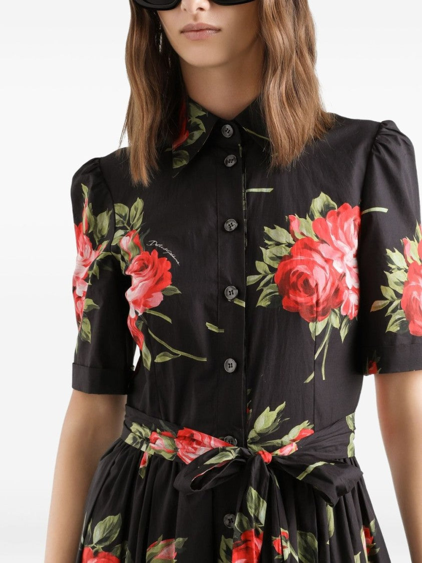 Dolce & Gabbana Shirt-Style Midi Dress With Flared Skirt