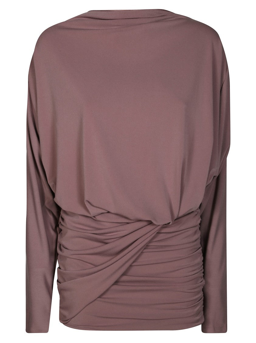 The Andamane Ruched Mini Dress In Smooth Draped Fabric