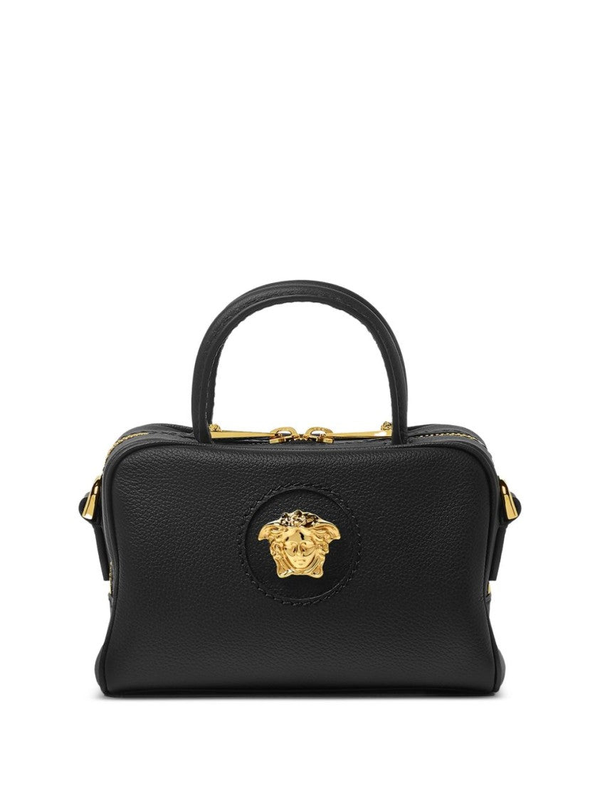 Versace Structured Pebbled Handbag With Medusa Emblem