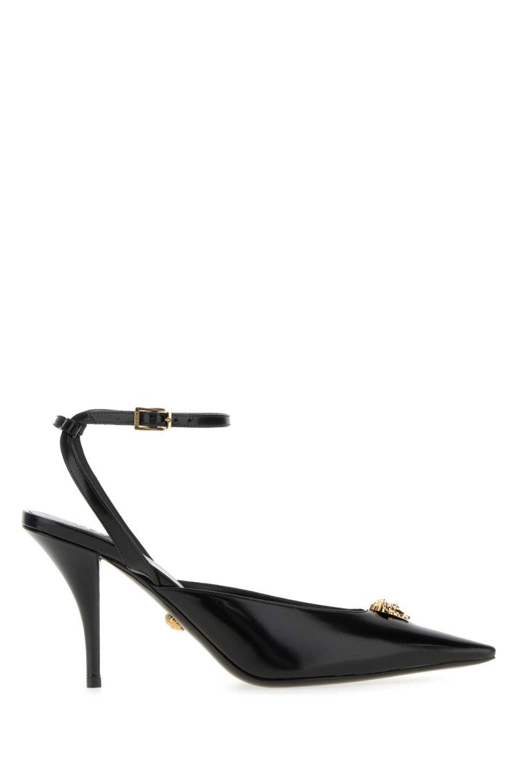 Versace Black Leather La Medusa Pumps