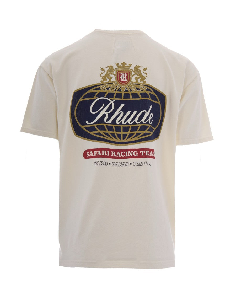 Rhude Washed Vintage White Safari Crest Cotton T-Shirt