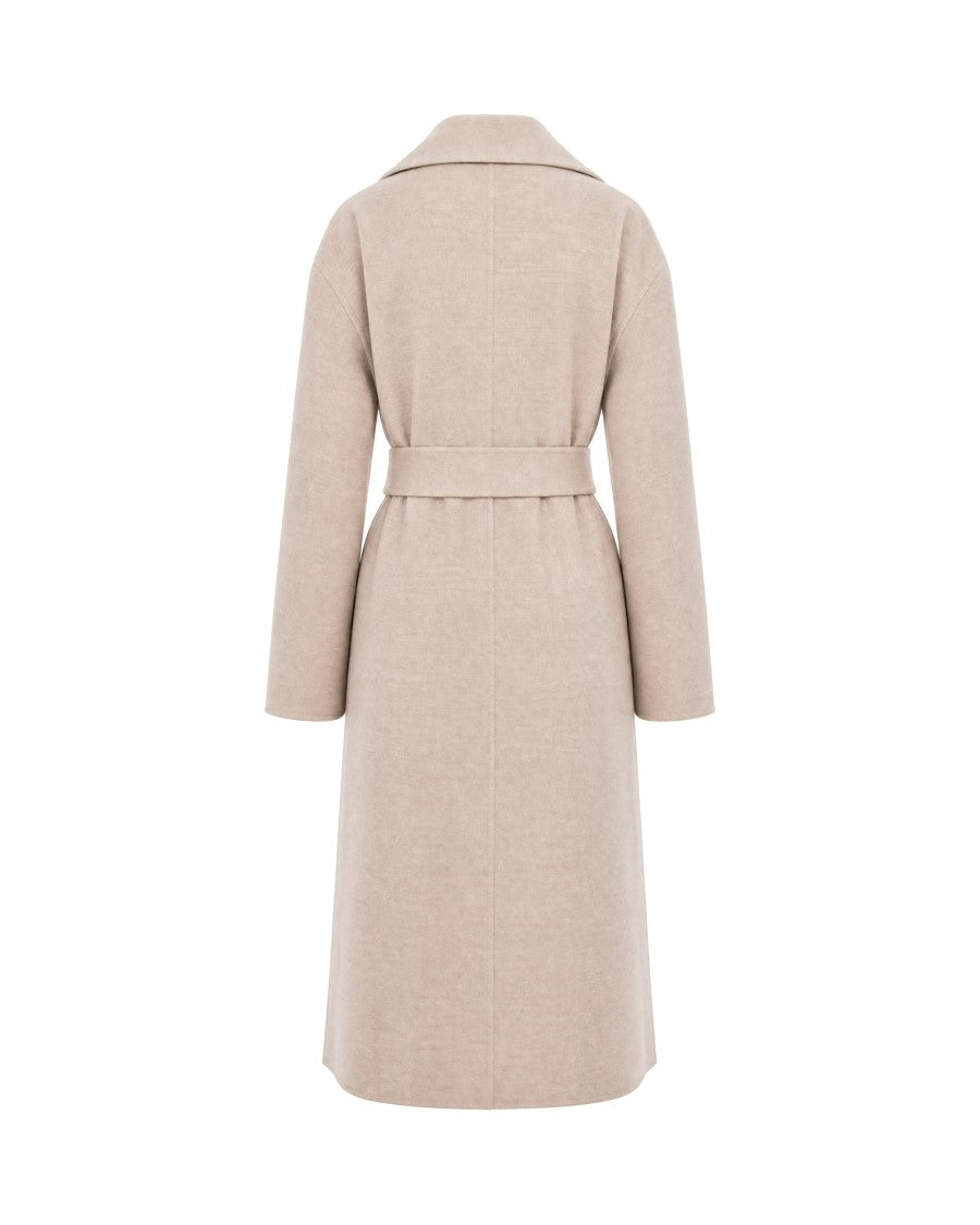 Fabiana Filippi Beige Long Belted Wool Wrap Coat