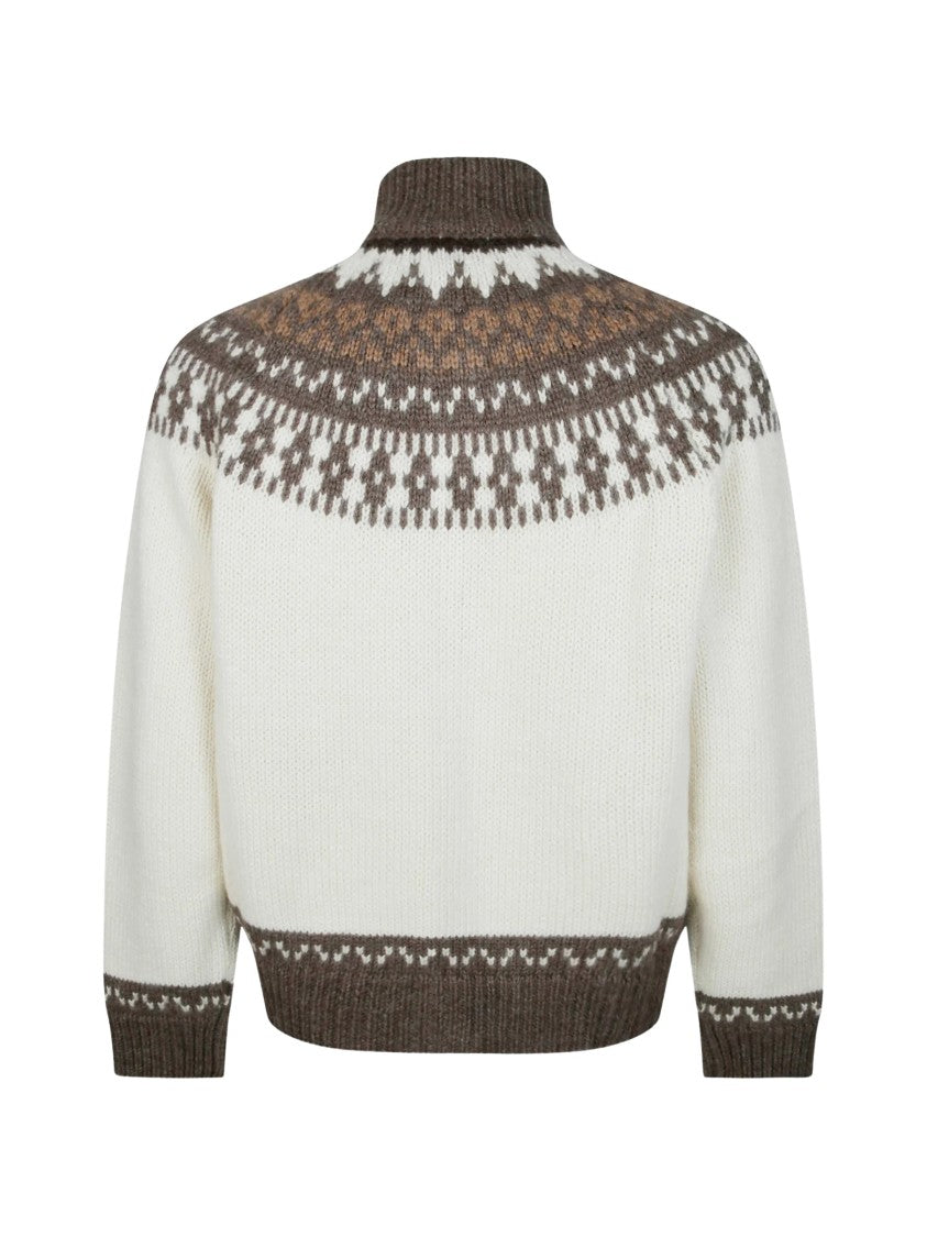 Altea Jacquard-Knit Zip-Through Jacket With High Neck And Ribbed Details