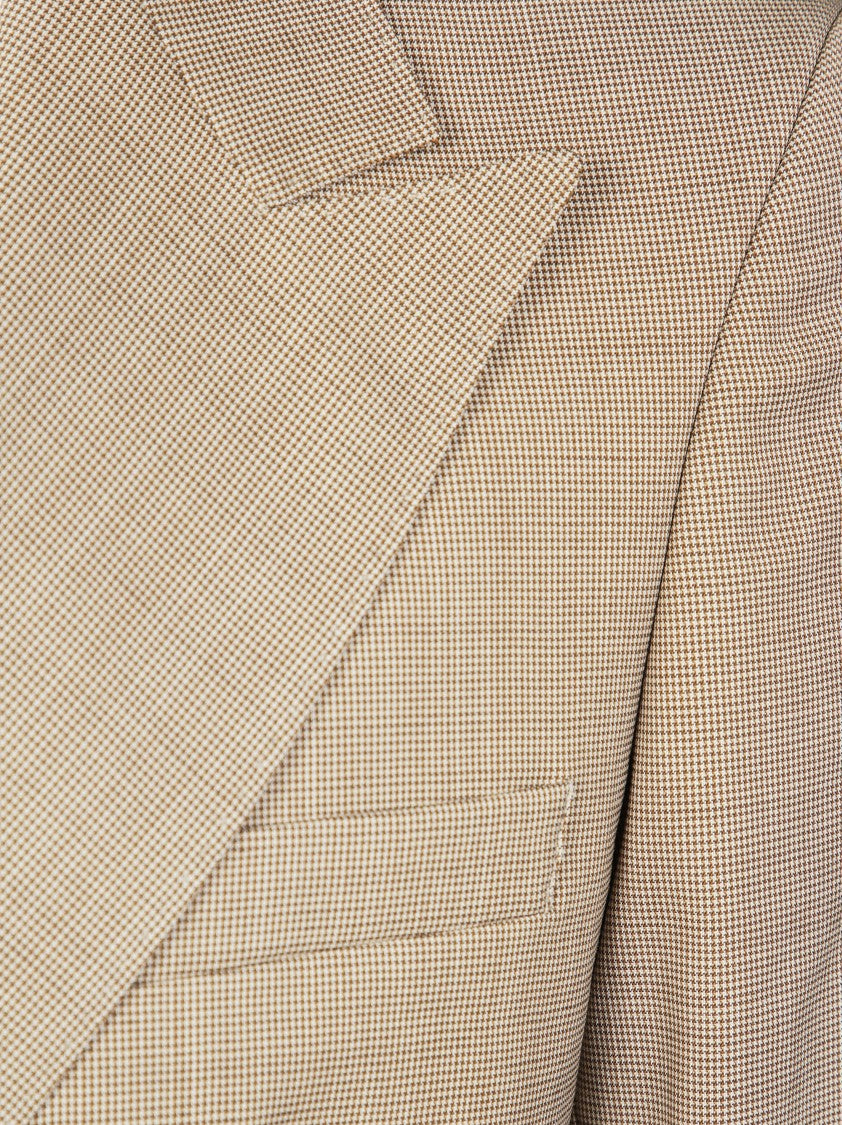 Marsem Checkered Beige Six Button Suit