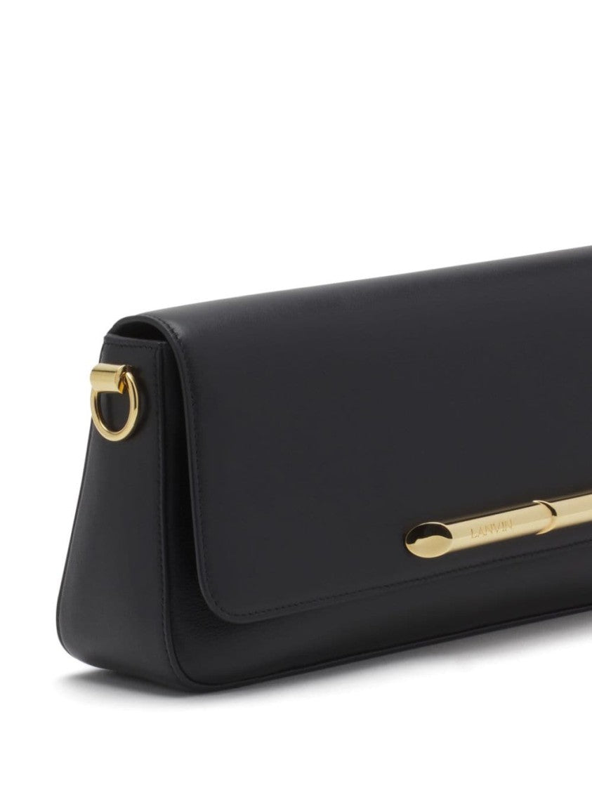 Lanvin Smooth Black Leather Foldover Bag