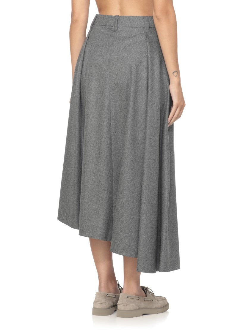 Brunello Cucinelli Grey Wool Skirt