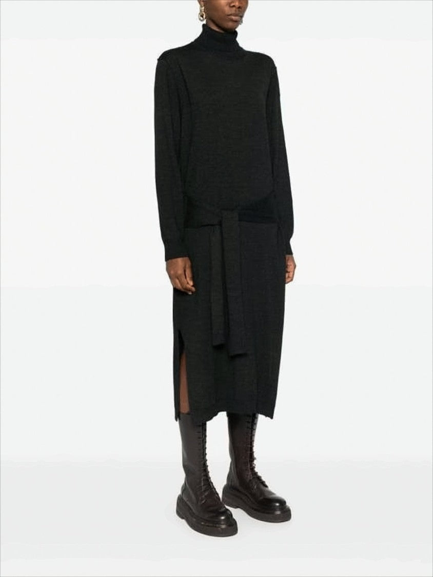 Lemaire Turtleneck Midi Dress With Fabric Belt