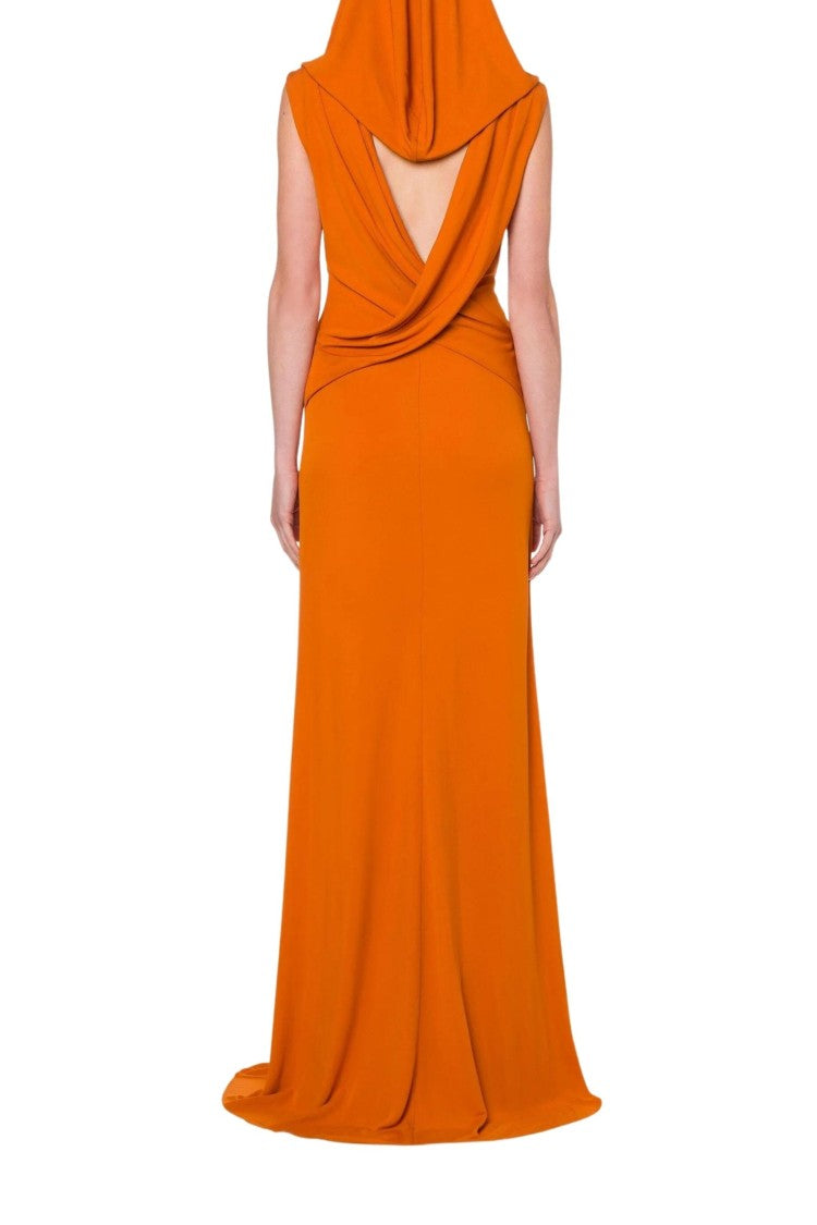 Alberta Ferretti Fluid Viscose Maxi Dress Soft Hood