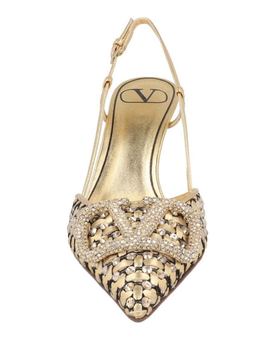 Valentino Vlogo Signature Metallic Slingback Pumps