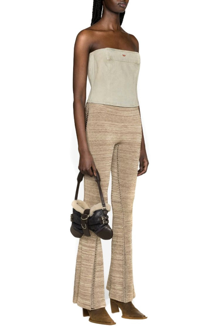 Diesel Denim Strapless Top With Design And High-Quality Cotton Fabric