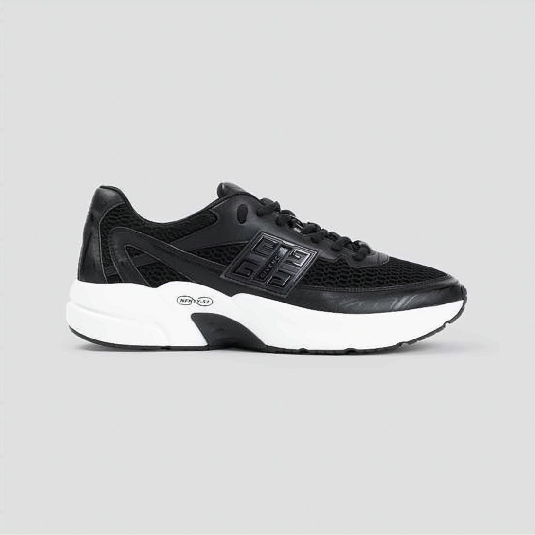 Givenchy Sleek Black Mesh And Leather Sneakers With Distinctive Logo