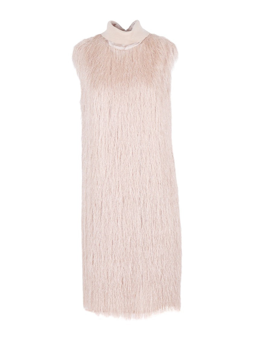 Peserico Fitted Polyester Blend Dress With Metallic Accents