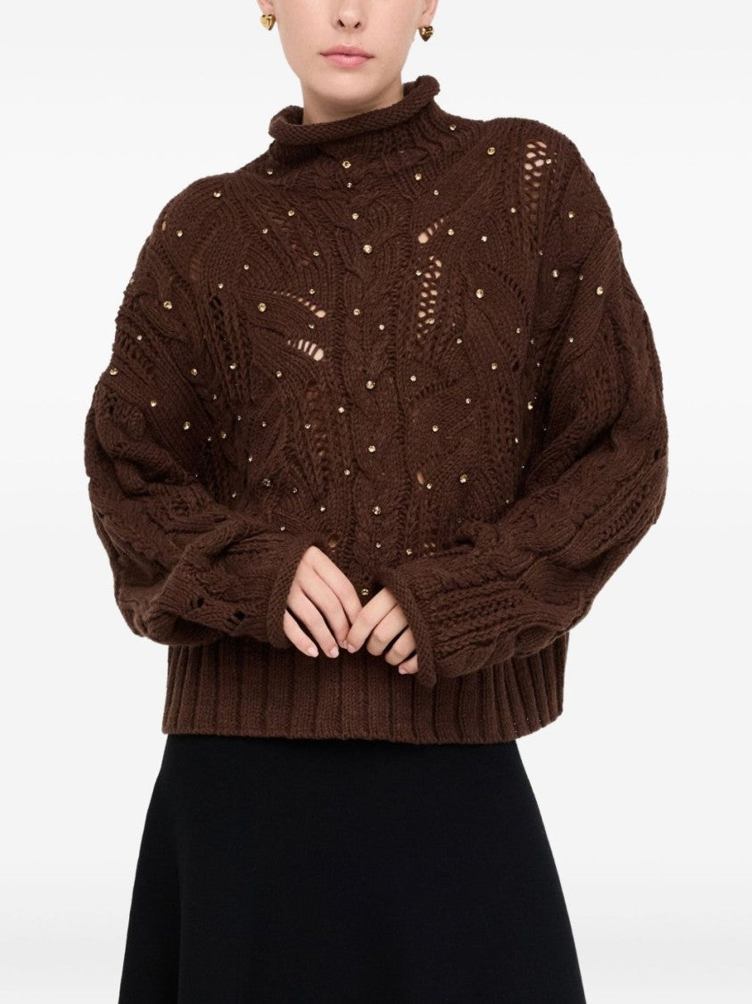 Liu Jo Brown Sweater With Cable Knit