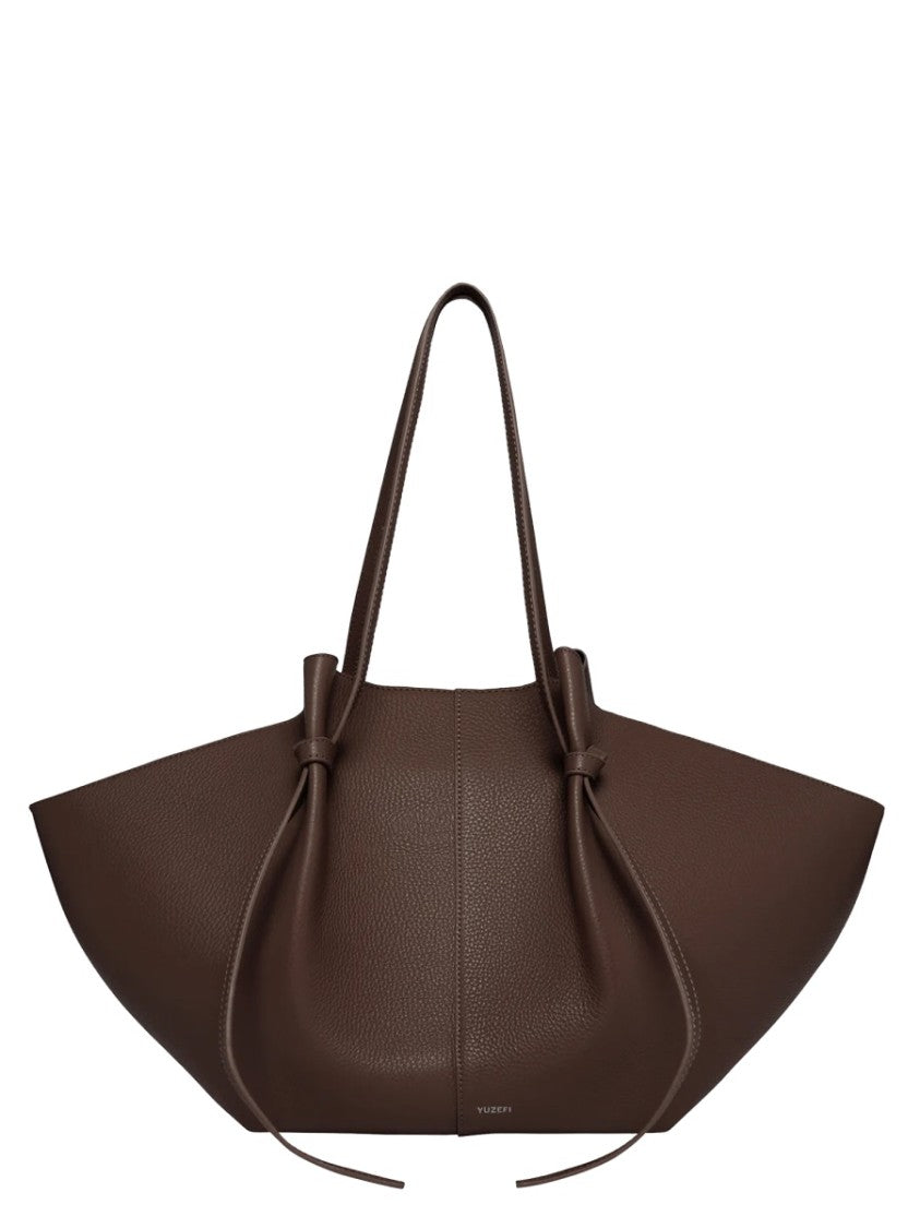 Yuzefi Large Leather Tote Bag With Unique Silhouette